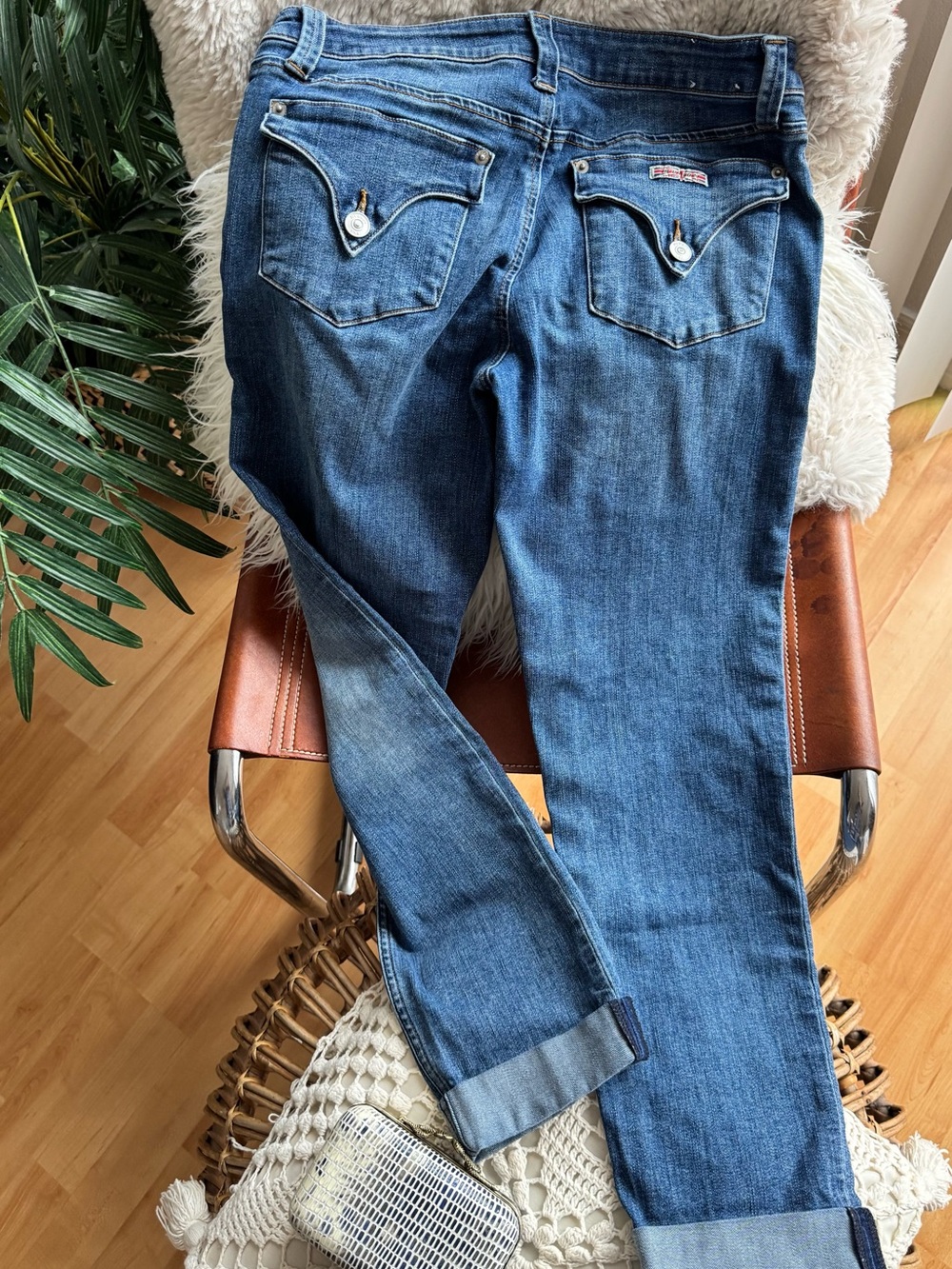 Hudson Jeans Women’s Cropped Ankle Jeans in Blue Denim